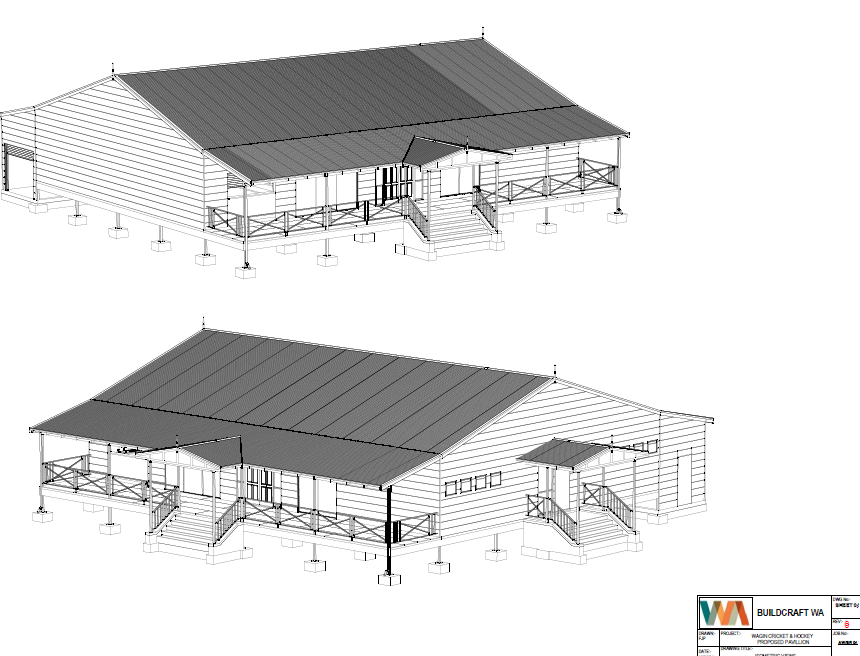 Design of proposed hockey and cricket club building.