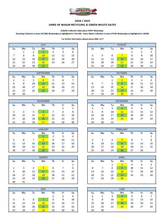 Recycling & Green Waste Dates